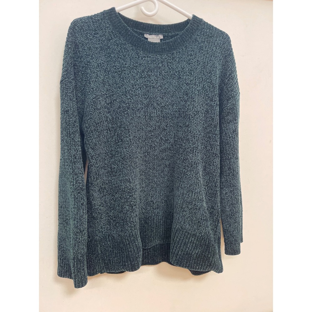 Matty M Forest Green Chenille Knit Crew Neck Sweater Medium 1797432